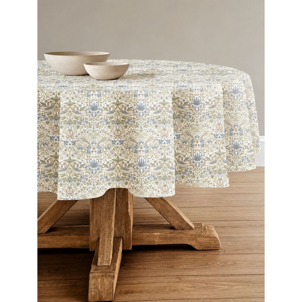 Morris & Co Strawberry Thief Tablecloth 70" Round 100% Cotton Machine Wash
